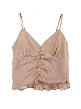 Active USA Womens Medium Blush Ruched Cropped Cami  Spaghetti Strap Festival